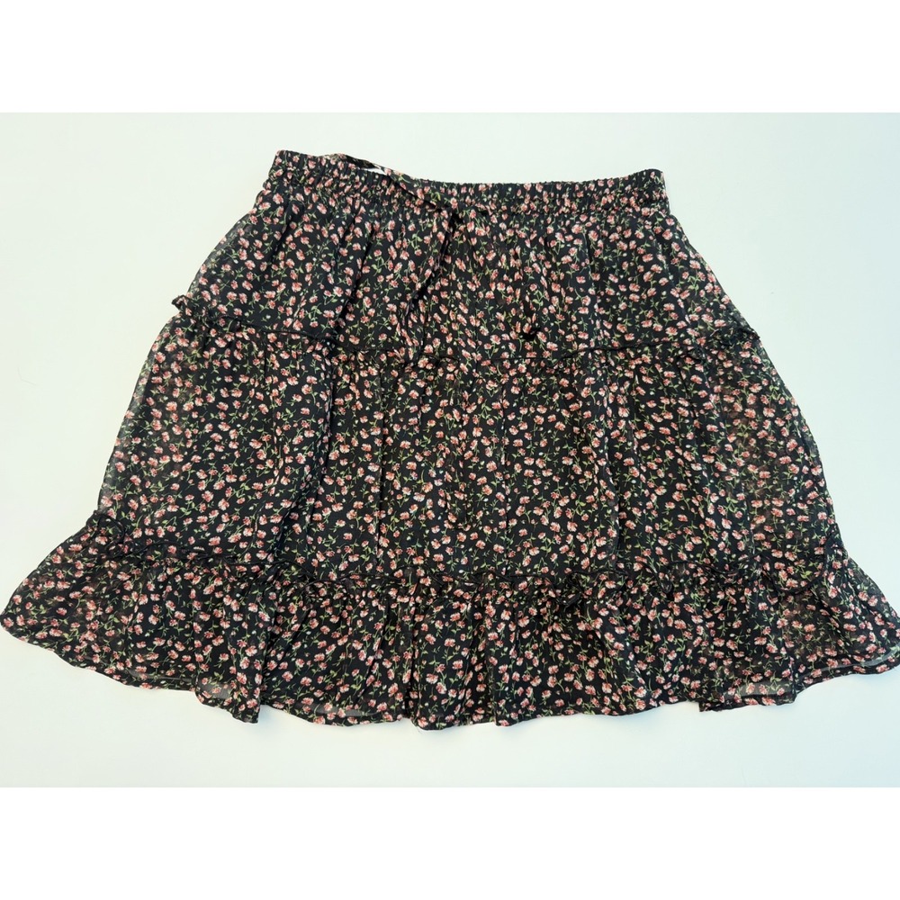 Sienna Sky Black Floral Mini Skirt - Size Small